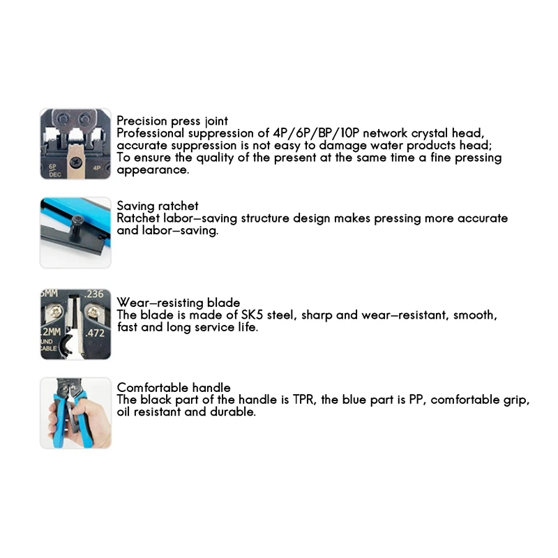 RJ45 Network Crimper 10P 8P 6P 4P Crimping Tools Stripper for RJ11 RJ12 RJ50 Connector Ethernet Cable | Компьютеры и офис