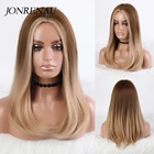 Парик JONRENAU для женщин, длинный волнистый светло-пепельный коричневый блонд с эффектом омбре, для косплея, для ежедневных вечеринок, синтетический, с высокой плотностью, из термоволокна