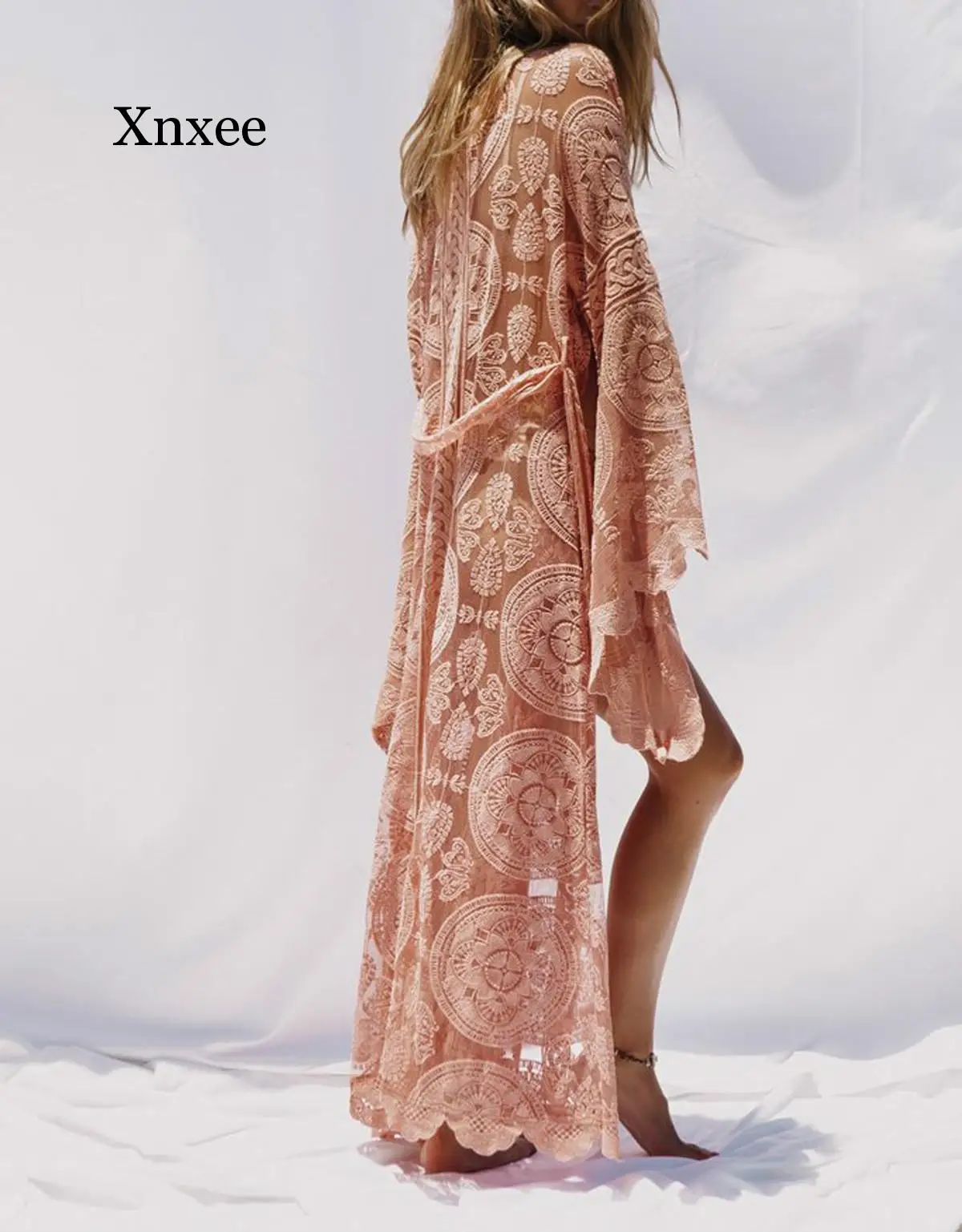 

Autumn Summer Women Full Sleeve Lace Long Kimono Boho Cardigan Blusas Outerwear Loose Sunscreen Blouse Shirt Tops