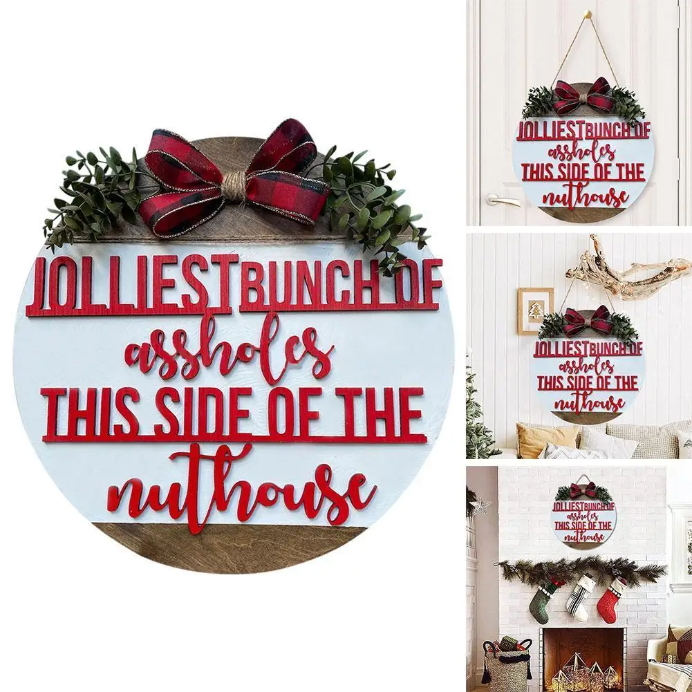 

Новогодний деревянный дверной подвесной знак, Рождественское украшение для елки, Рождественское украшение для дома, деревянный кулон, Рожд...