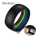 Кольцо гордости ЛГБТ из нержавеющей стали, 8 мм, в минималистическом стиле