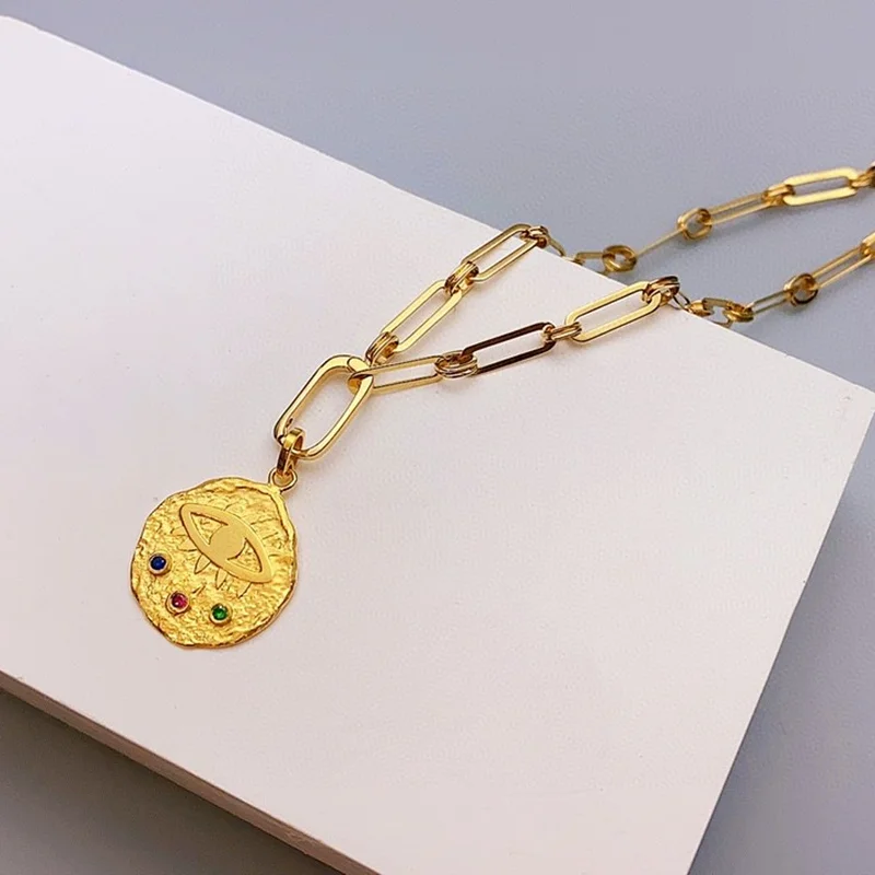 

18K Gold Yellow Real Gold Jewelry(AU750) Women Rainbow Gemstone Necklace Chooke Fine Jewelry Customize Lady Wedding Necklace