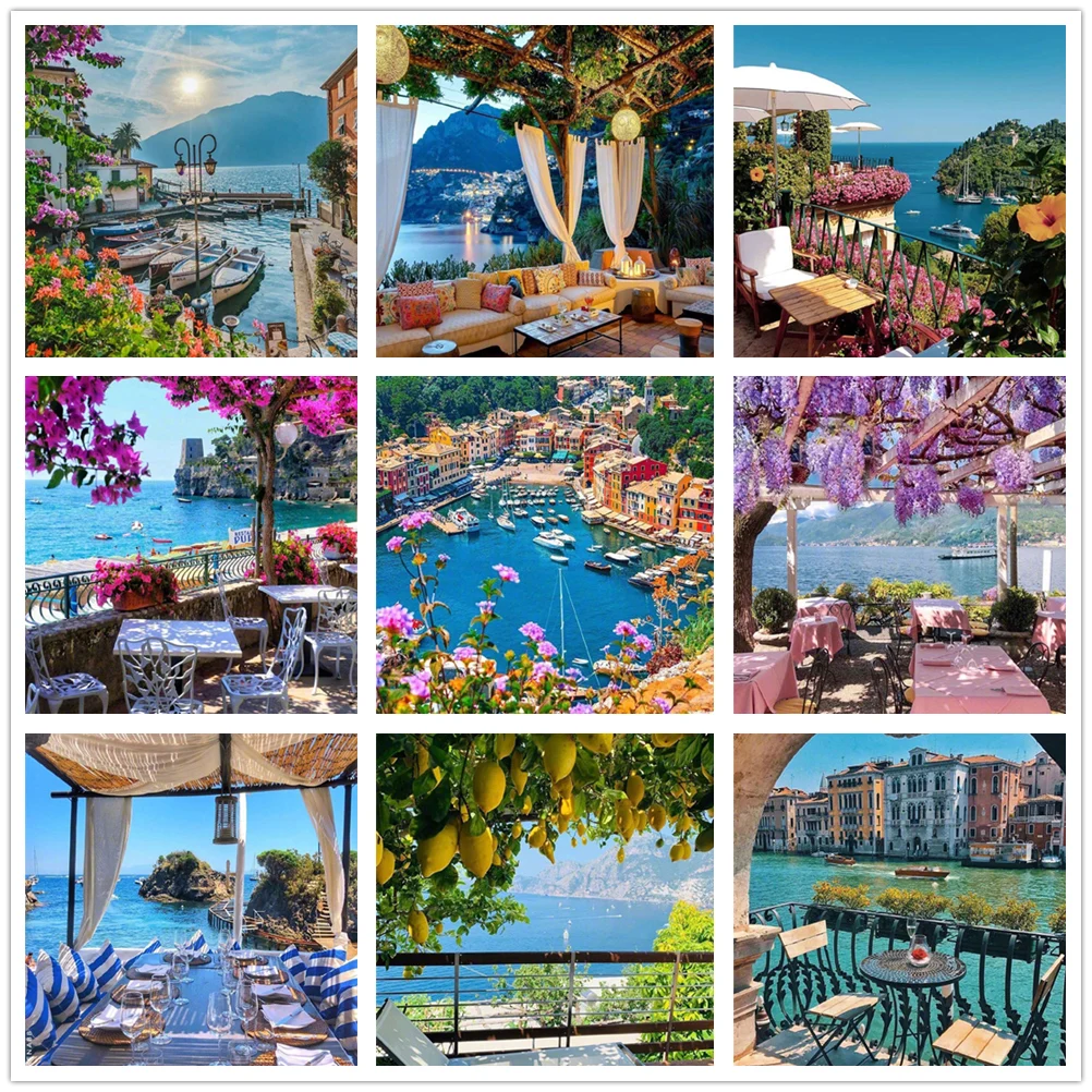 Картина-вышивка 5D из страз с мотивом пейзажа | Дом и сад