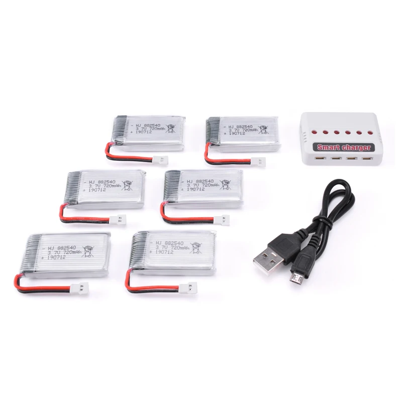 4/5/6 шт. 3,7 V 720mAh литий-полимерный Батарея с Зарядное устройство 802540 для Syma X5C X5SC Skytech M68 MJX X705C яде A8 A9 Feiyue 328 радиоуправляемая модель