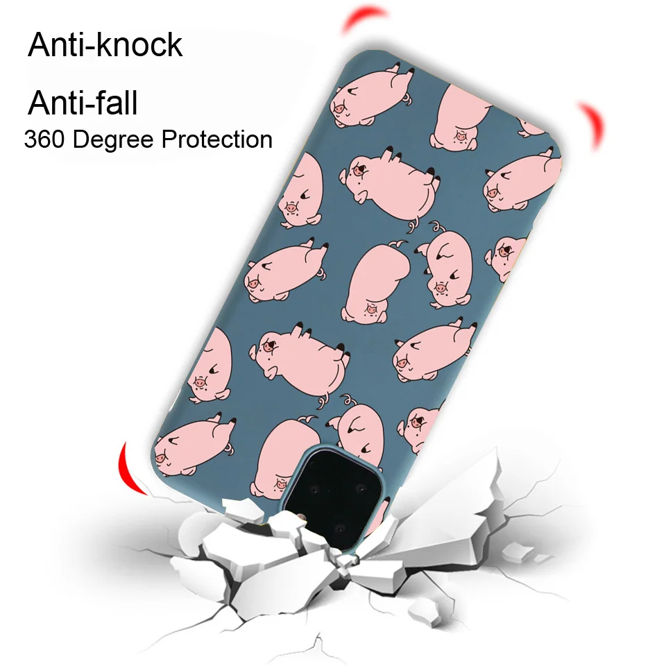 

Case For iPhone 11 6 7 8 Plus 12 XR XS 11Pro Max Cases For iPhone SE 2020 Soft TPU Lovely Pink Pig colorful Cover Top Hot