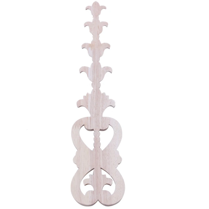 

2 Pcs Rubber Wood Carved Onlay Applique Unpainted Flower Door Home Furniture Decor 36X7cm &15x15cm
