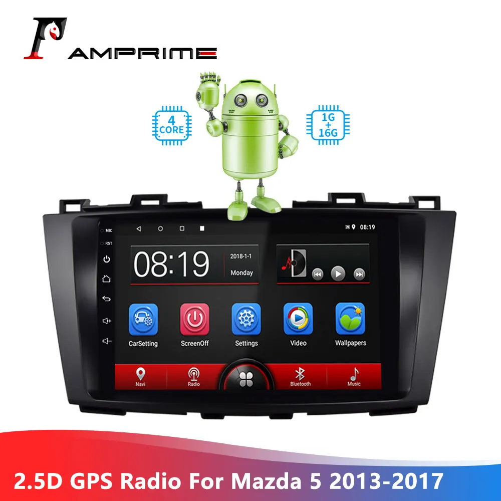 AMPrime Android 9 ''HD 2.5D зеркало из закаленного стекла Автомобильный GPS радио плеер