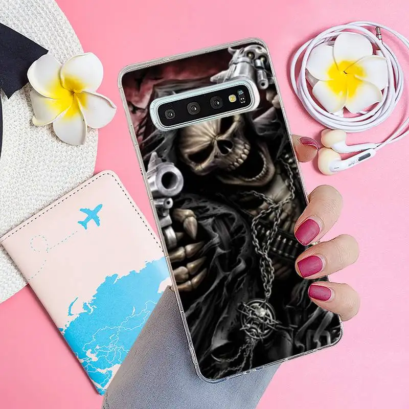 

skull Tarot grim Reaper horror Phone Case Transparent for Samsung A71 S9 10 20 HUAWEI p30 40 honor10i 8x xiaomi note8 Pro 10t 11