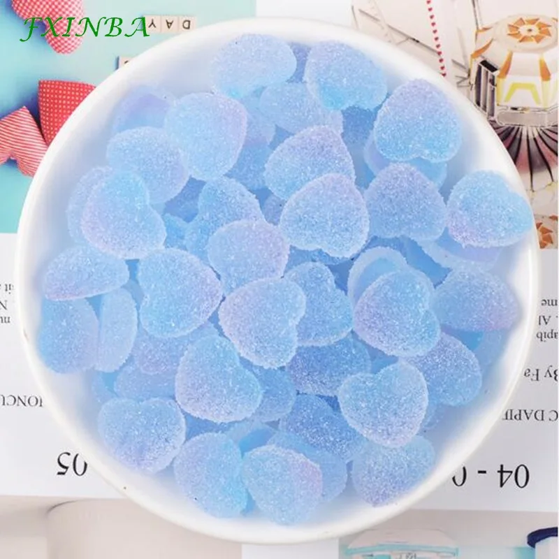gradient blue FXINBA 5 шт./лот поддельные Конфеты Смола Кабошон Flatback сердце форма желе Моделирование еда амулеты «сделай сам» слизь поставки глина Декор Ремесло - Цвет: gradient blue
