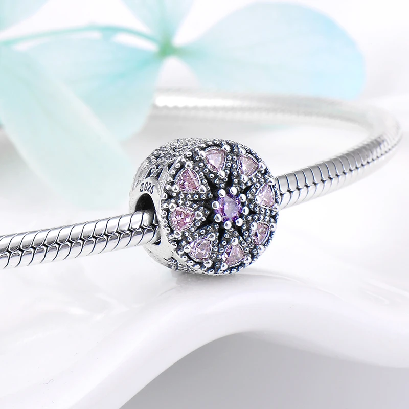 2018 модные увлекательные бусины из стерлингового серебра 925 пробы с розовым