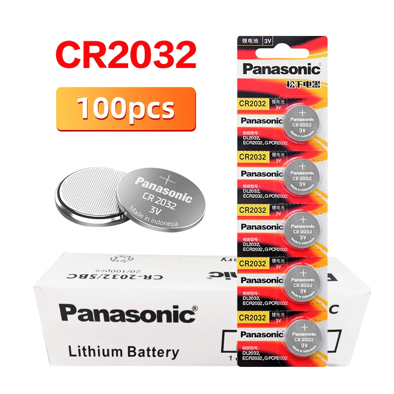 

PANASONIC 100 шт./лот cr2032 абсолютно новые кнопочные батареи 3 в монета литиевые игры пульты дистанционного управления компьютеров cr 2032