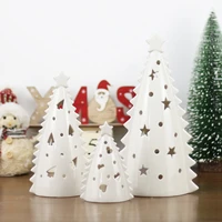 new europe white ceramic tree hollow candle holder porcelain tree figurine home wedding decoration accessories christmas decor