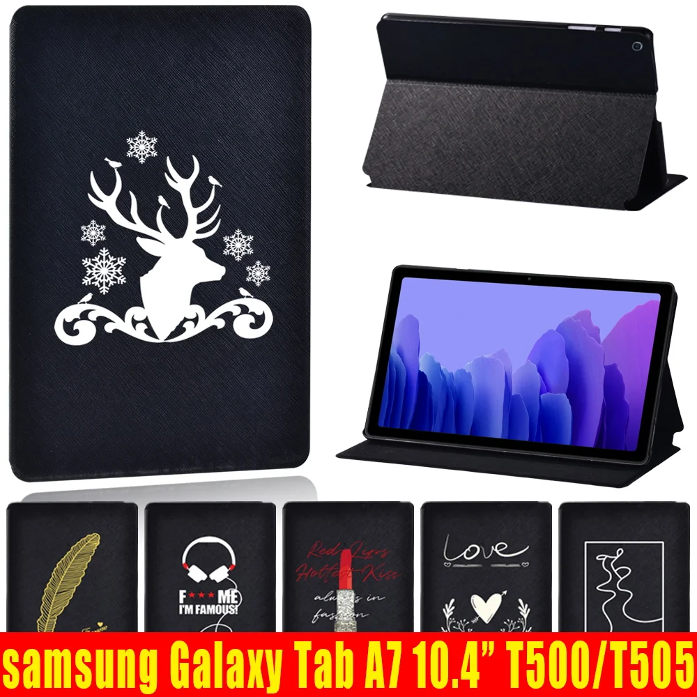 

Case for Samsung Galaxy Tab A7 10.4 Inch 2020 T500/T505 Printed PU Leather Tablet Protector stand Folio Shell Cover +Free Stylus