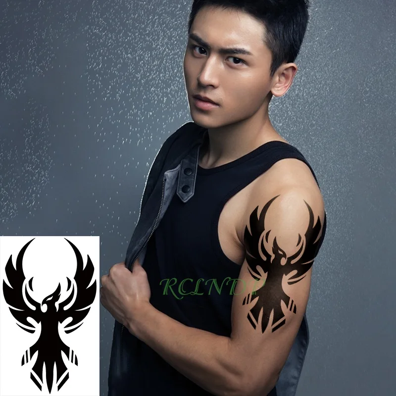 Водонепроницаемая Временная тату наклейка огненный пламя тотемный Дракон