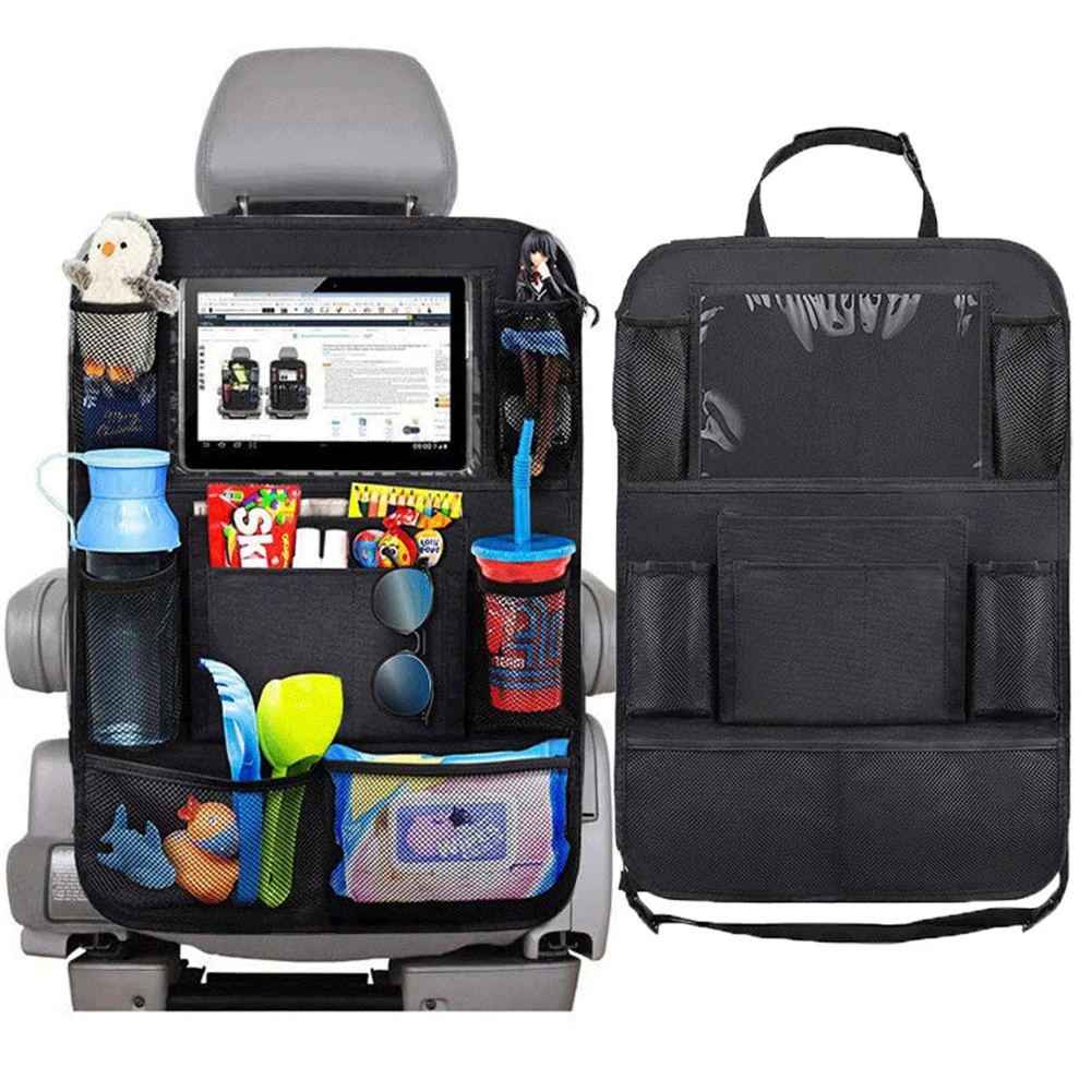 Organizador de asiento trasero de coche, bolsa de almacenamiento con m&uacute;ltiples bolsillos, soporte para tableta, accesorio Interior de autom&oacute;vil, coj&iacute;n para ordenar, venta al por mayor-5