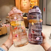 64oz 2l sports water bottle with straw portable summer outdoor fitness hiking bike drinking bottles gym jug