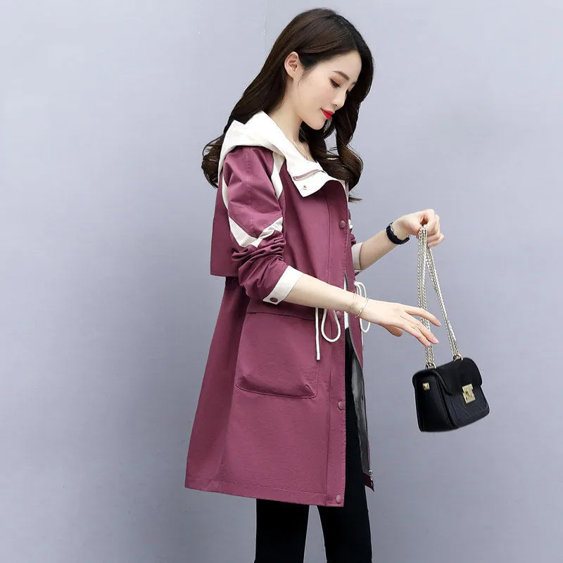 Тренчкот женский классический длинный Повседневная тонкая ветровка пальто с