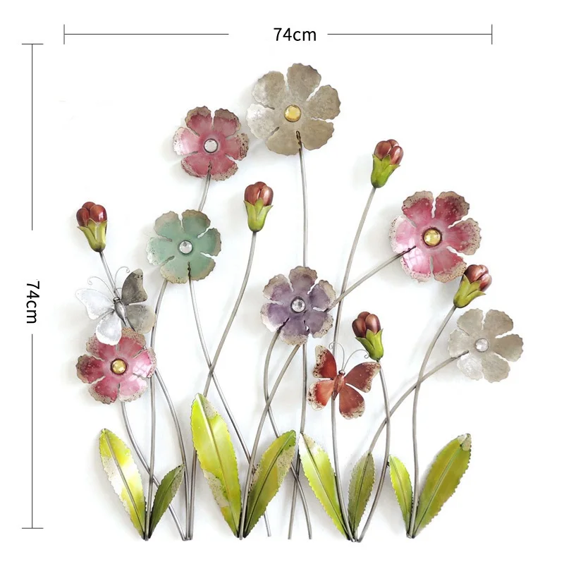 

European Wrought Iron Flower Butterfly Wall Hanging Decorative 3D Wall Crafts Decoration Home Livingroom Background Mural R2164