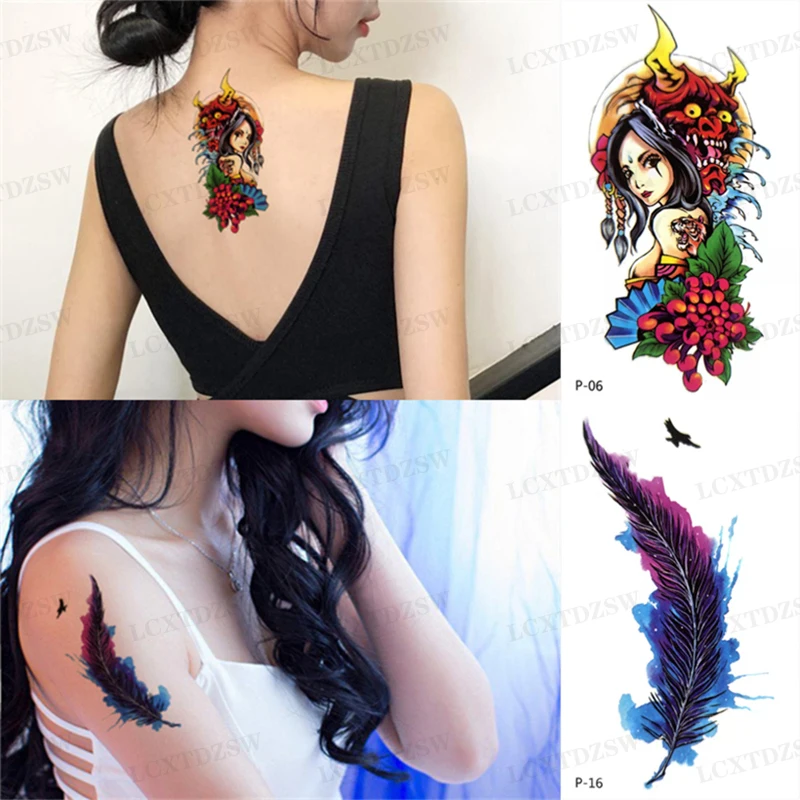 Black Rose Temporary Waterproof Tattoo Sticker, Flamingo False Tattoo, Body Painting Art, One-Time Decorative Flash Tattoo
