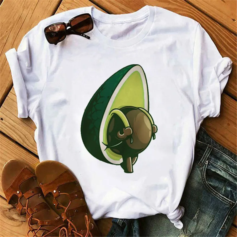 

Harajuku T-shirts for Women Summer Hip Hop T Shirt Tee Shirt Femme Vogue Tops Maycaur Fashion Avocado Print Female T-shirt
