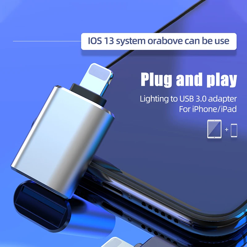 OTG адаптер для iPhone 12 mini xs 11 Pro Max конвертеры зарядки данных iPad IOS 13 на USB 3 0 Поддержка U