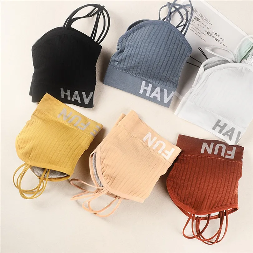 Женский бесшовный бюстгальтер пуш-ап с буквенным принтом | Женская одежда