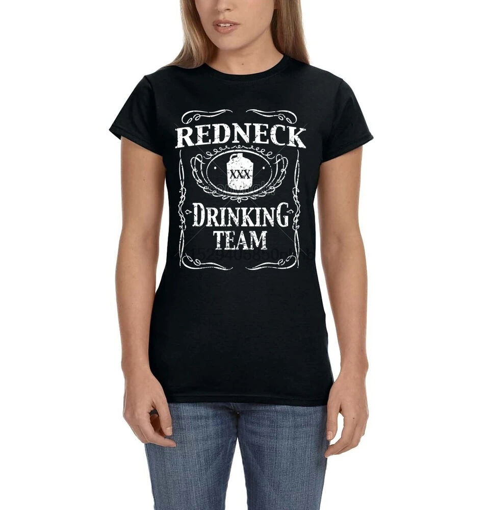 Забавная женская футболка Red Neck с изображением питьевой команды алкогольной