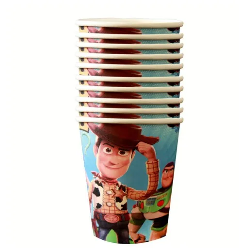cup 10pcs 101 шт История игрушек мультфильма одноразовые бумажные салфетки баннер скатерть стакан с соломинкой тарелки детский душ День рождения украшения - Цвет: cup 10pcs