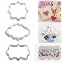 3pcs stainless sugar biscuit mold plaque cutter cookies frame diy cake oval square rectangle fancy cookie mold