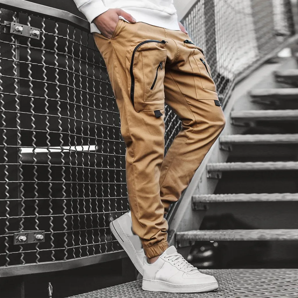 Feitong уличные брюки карго мужские модные однотонные спортивные для отдыха удобные