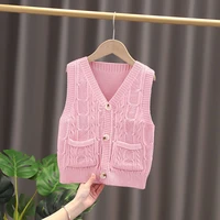 2021 spring autumn childrens knitted vest boys girls clothes thick infant toddler vest baby cardigan knit sweater kid vest w292