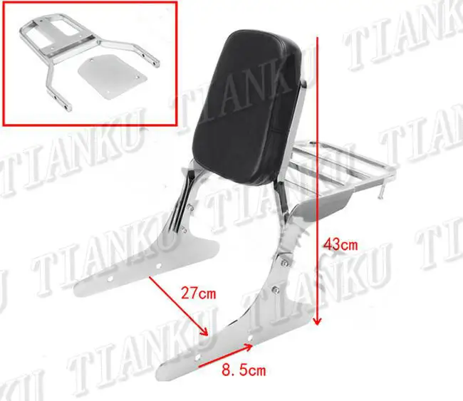 Высокое качество хромированная спинка Сисси Бар багажная стойка для HONDA STEED 400 VLX |