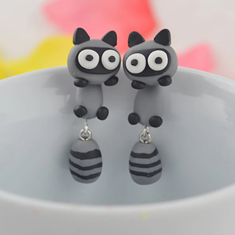 

Handmade Soft Pottery Bear Stud Earrings