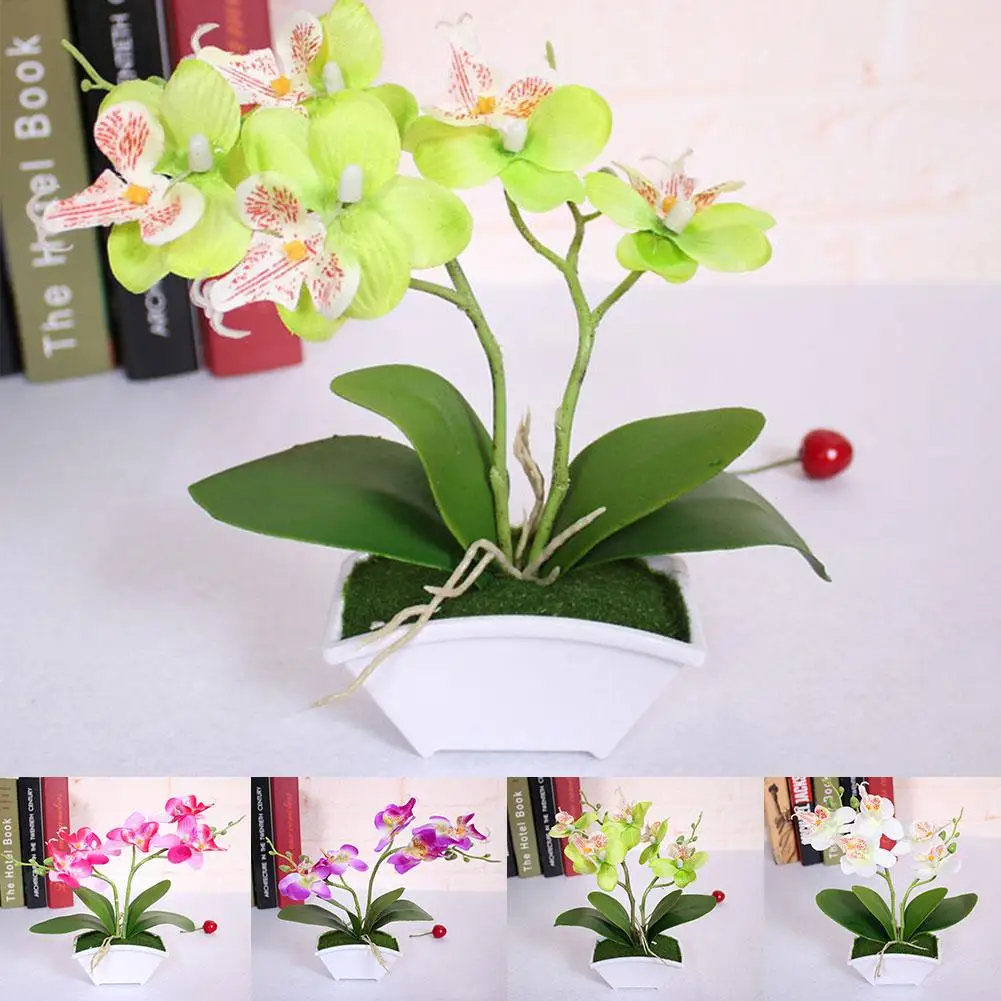 

Artificial Butterfly Orchid Bonsai Fake Flower with Pot Home Table Decoration