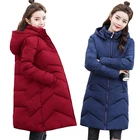 Размера плюс 6XL 7XL Женская куртка осень зима пальто с капюшоном Европейская мода зимнее хлопковое Пальто Длинные пуховые парки женские куртки