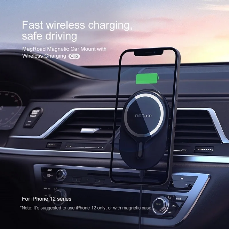 

NEEKIN Qi Car Wireless Charger Car Phone Holder Mount Stand for iPhone 12 12 Pro Max Magnetic Car Wireless Fast Charger Air Vent