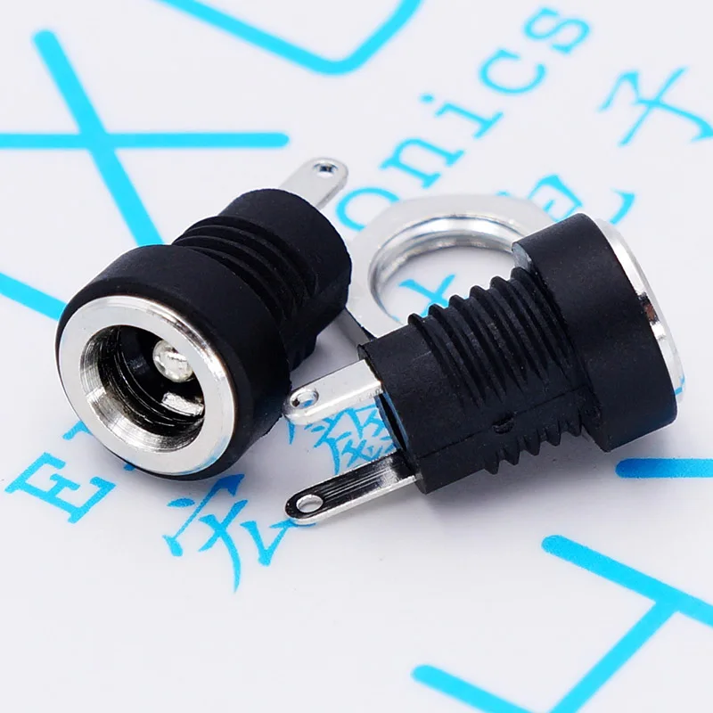 

100 шт./лот DC022B розетка питания с гайкой монтажное отверстие 5,5*2,1 мм двухконтактная розетка