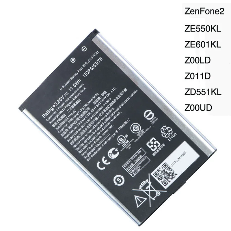 

Original C11P1501 Battery For ASUS ZenFone2 Laser 5.5"/6" zenfone selfie ZE550KL ZE601KL Z00LD Z011D ZD551KL Z00UD 2900mAh