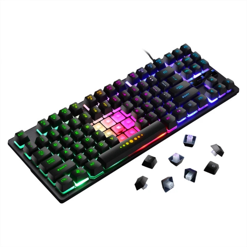 _ Проводная Механическая игровая клавиатура 87 клавиш RGB с подсветкой для