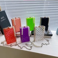 fashion acrylic evening clutch bags for women party design purses and handbags elegant small square chain shoulder crossbody bag