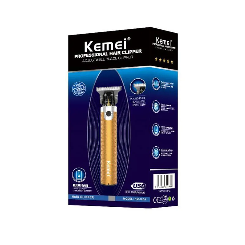 

0 MM Hair Trimmer T Blade Electric KM-700A USB Cutter Rechargeable Clipper Cliper Carving Professional Kemei 0mm Haircut Machine