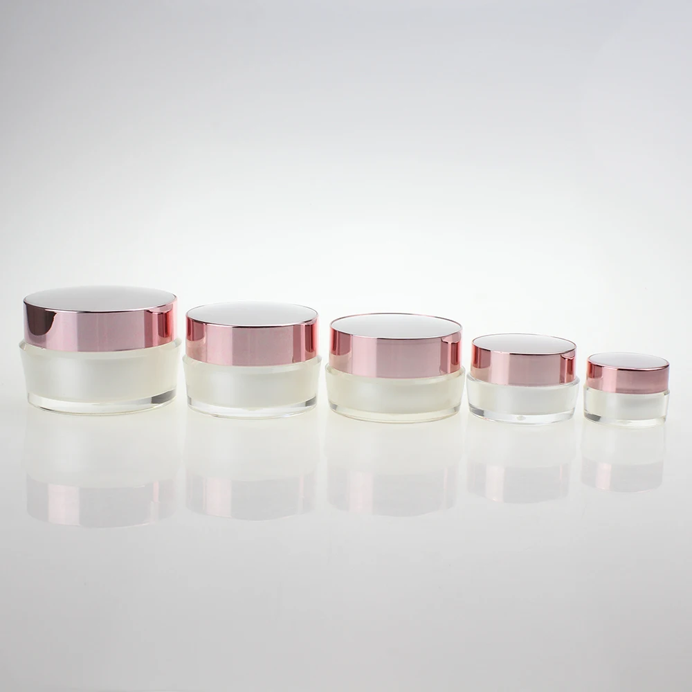 Mini Capacity 5g Pearl White Cream Jar with Rose Gold Cap, 5ml Cosmetic Sample Jar