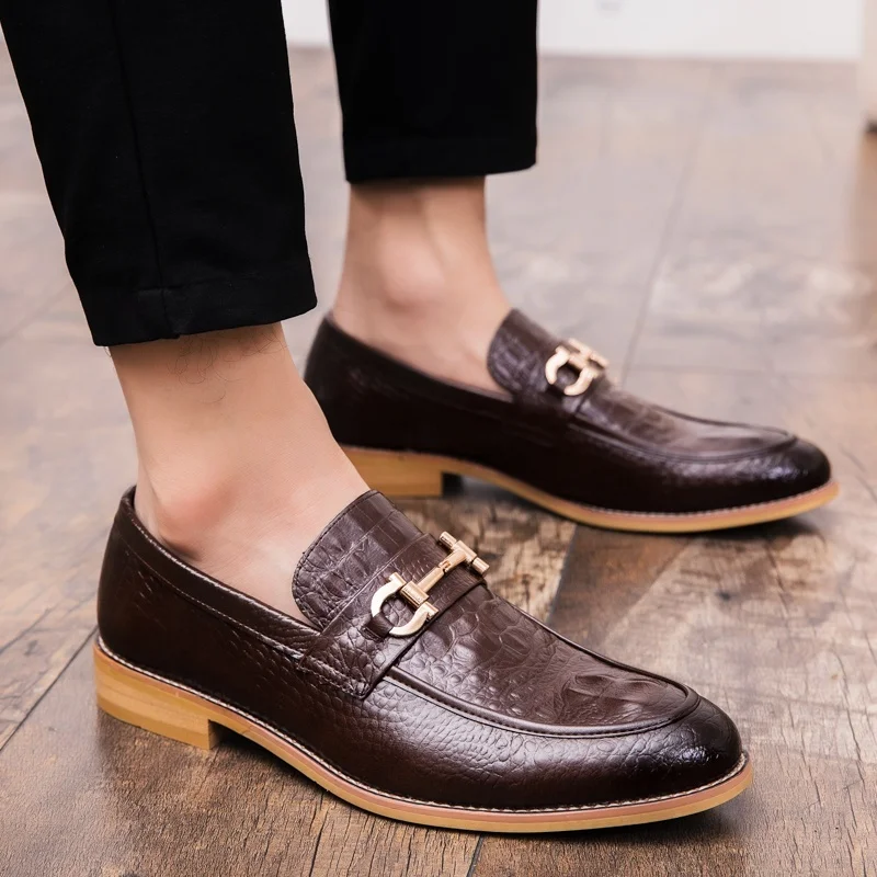 Crocodile Pattern Luxury Men's Leather Shoes Loafers Fashion Formal Wedding Gentleman Zapatos De Hombre Oxfords Male Dress | Обувь