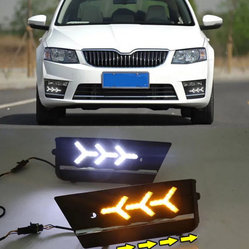 Для Skoda Octavia A7 Sedan /Combi для RS 2013 2014 2015 2016 2017 Стайлинг автомобиля передний ДХО дневные