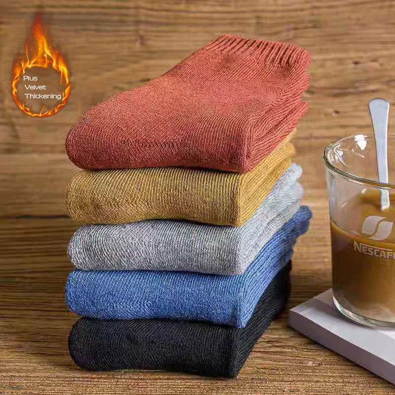 

Plus velvet Cheap Winter Warm White knitted Socks women's terry Floor Compression Support wholesale Wholesale free shipping