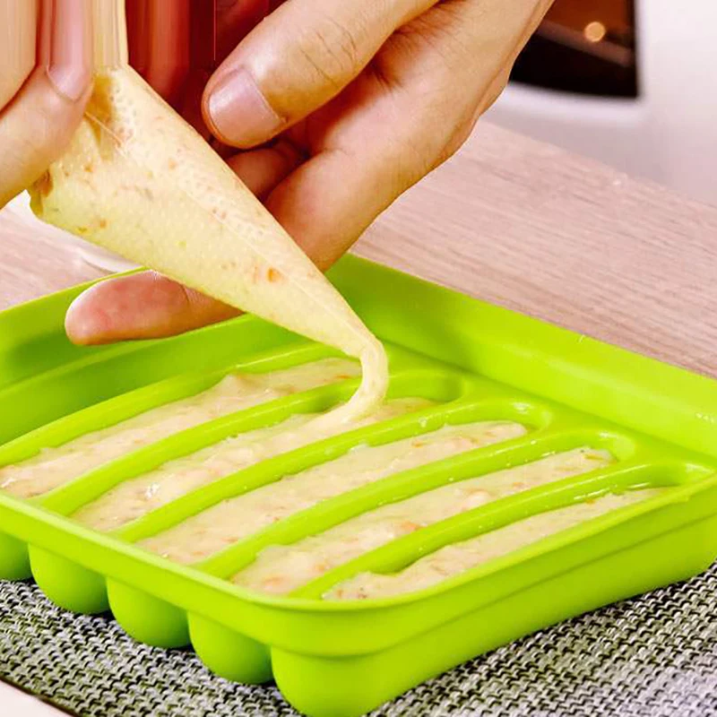 Sausage Maker Mould 6 Grids Silicone DIY Ham Hot Dog Making Moulds With Lid Kitchen Household Sausages Cake Baking Tools Molds | Дом и сад