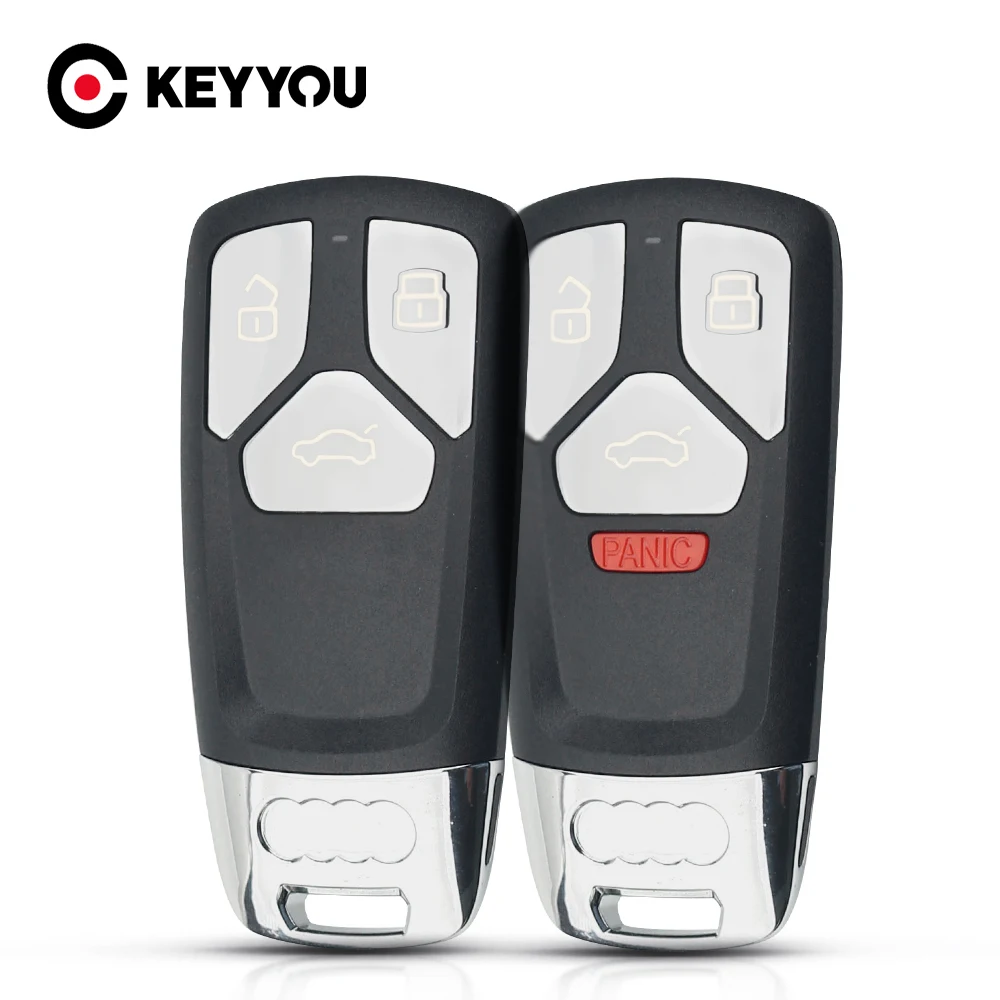 

KEYYOU Replacement 3/4 Buttons Uncut Remote Car Smart Key Shell Fob For Audi Q7 SQ7 A4L A5 S5 2016 2017 2018 2019 Key Blank Case