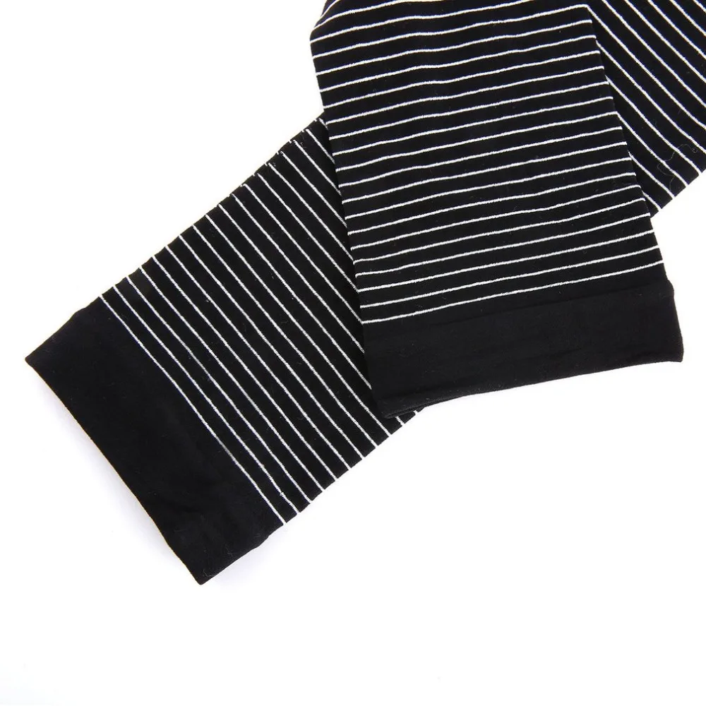 Женские полосатые модные черные колготки три четверти Длина Эластичные Колготки