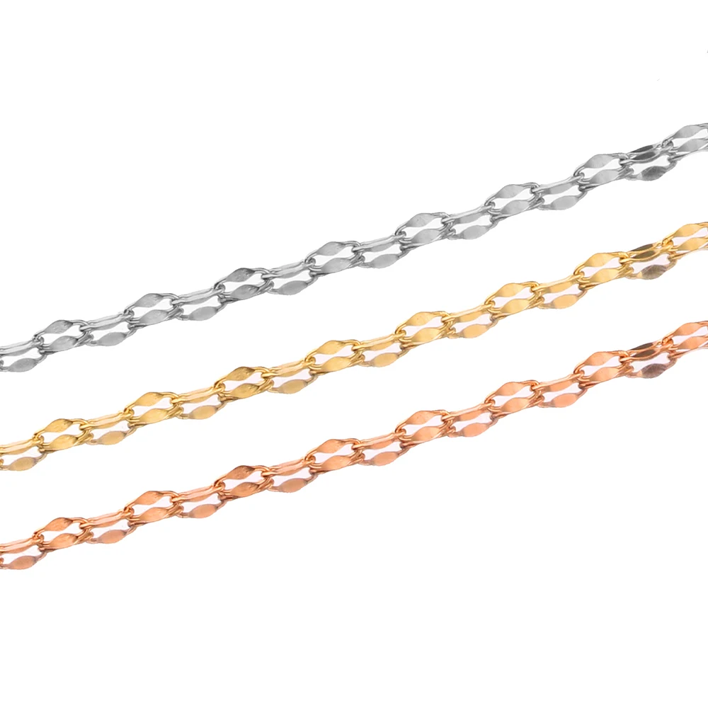 

10pcs/lot 40cm Gold Stainless Steel Lip Water Wave Chains Necklaces for Woman DIY Jewelry Chains Accessories Wholesale Bulk