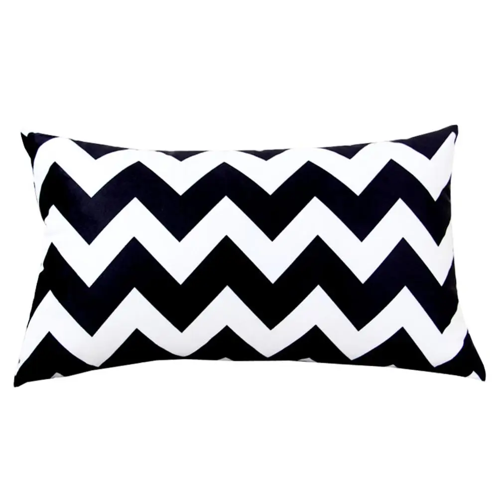 

30*50 cm Rectangle Short Plush Pillow Case Nordic Style Pillowcase Black White Sofa Soft Cushion Cover Geometric Home Decoration